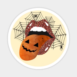 Halloween Creepy Mouth Pop Art Lips Scary Pumpkin Leopard Lipstick Magnet